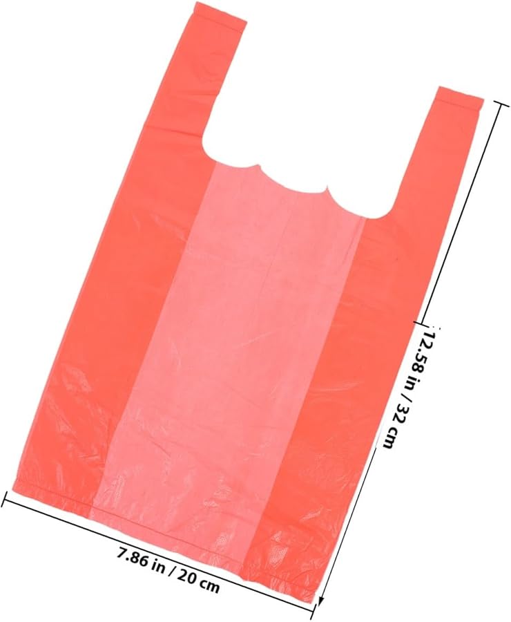 50 قطعة من أكياس القمامة البلاستيكية الحمراء السميكة بمقابض 20 × 32 سم، أكياس نفايات مطبخ متينة - Image 2